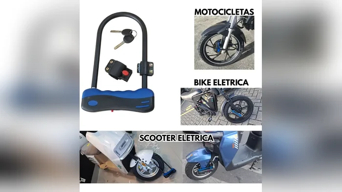 Cadeado em U usado em moto, bicicleta elétrica e scooter elétrica