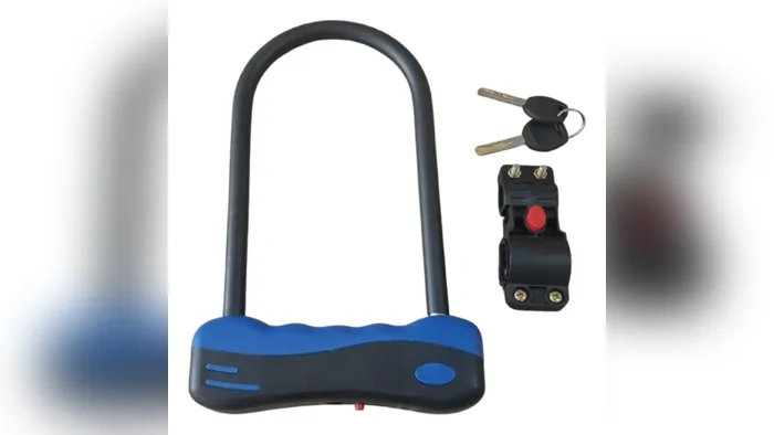 Cadeado U-lock com duas chaves e suporte de fixação no quadro