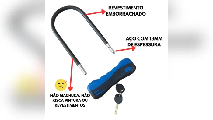 Detalhes do revestimento emborrachado e do aço de 13 mm do cadeado