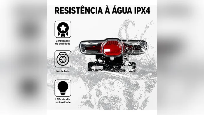 Resistência IPX4 da lanterna traseira em respingos de água