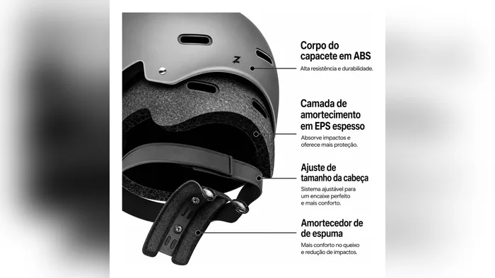 Corte do capacete Zurbe com casco em ABS e camada de EPS
