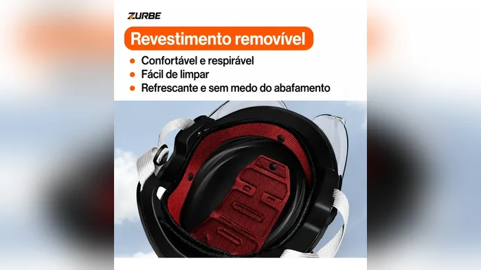 Revestimento removível do capacete Zurbe, fácil de lavar