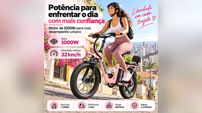 Amyet SE1 rosa em uso, com piloto na cidade, e velocidade de 32 km/h
