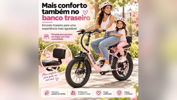 Banco traseiro com encosto da Amyet SE1, com duas pessoas