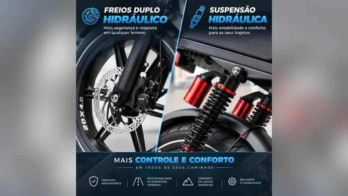 Freio duplo hidráulico e suspensão hidráulica da V9 Max S