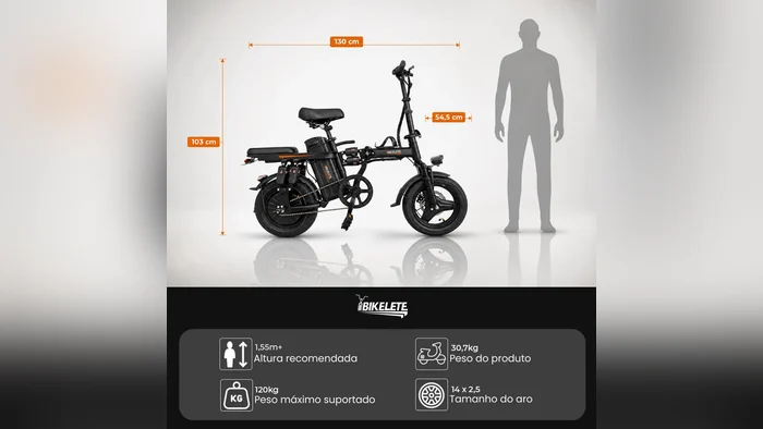 Bikelete Yala com medidas e silhueta humana, foto 2 de 6
