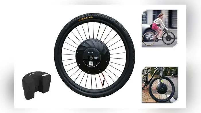 Roda elétrica com pneu e suporte de celular do kit eMotorbike