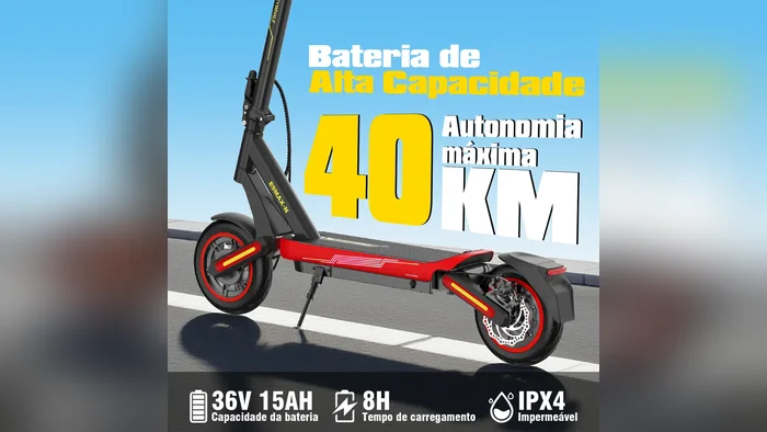Bateria de 36 V e 15 Ah do patinete elétrico E9 MAX-N com autonomia de 40 km