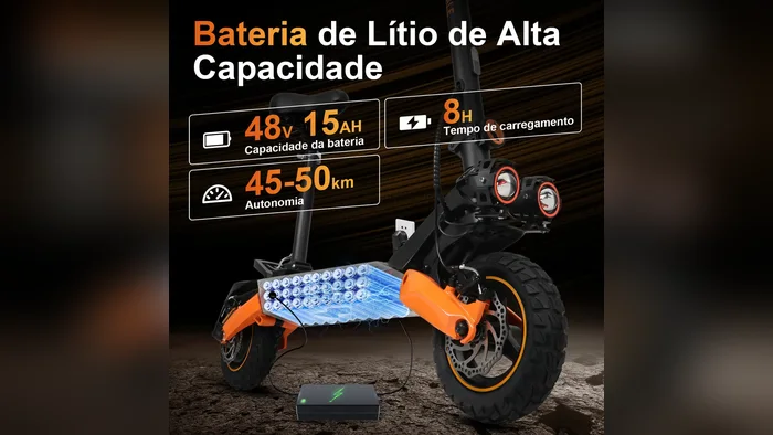 Farol e luzes de seta do patinete elétrico T8a para uso noturno